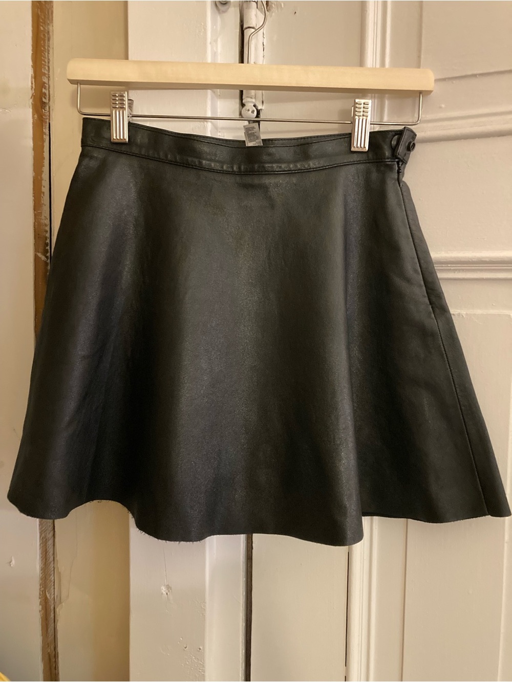 American Apparel Black Genuine Leather Skater Circle Skirt